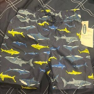 Old Navy Shark Patterned Swim Shorts - Blue and Yellow